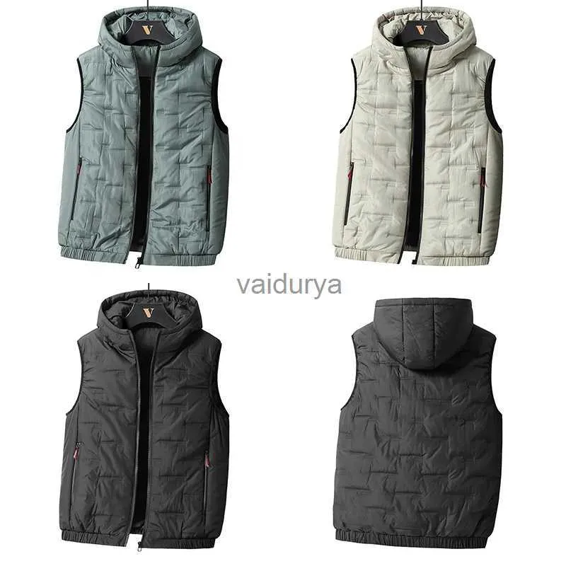 Westen Frühling Herbst Herren Winddicht Ärmellos Freizeitmäntel Herren Solide Steppweste Herrenweste Mit Kapuze Große Größe 8XL_voghion.com