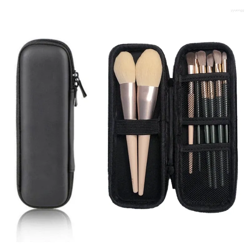 Kosmetiktaschen Frauen Make-up Pinsel Fall reine schwarze kleine Tasche Lippenstift Stift Organizer Schönheit Werkzeug Aufbewahrungsbox Reißverschluss lange Streifen Beutel