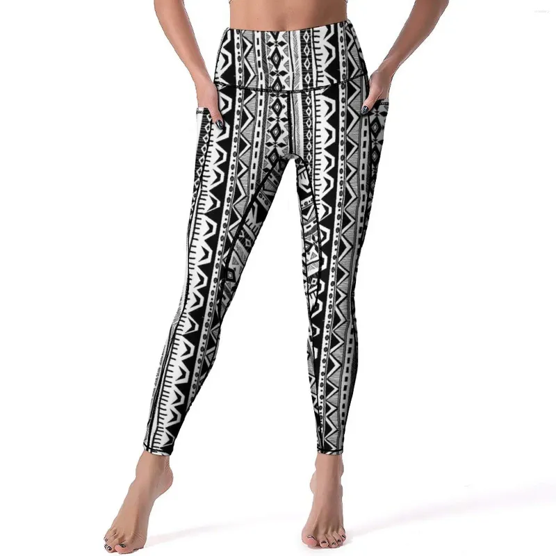 Kvinnors leggings stamtryck sexig svartvit rand med hög midja yoga byxor söta elastiska leggins kvinnor design fitness sport tights