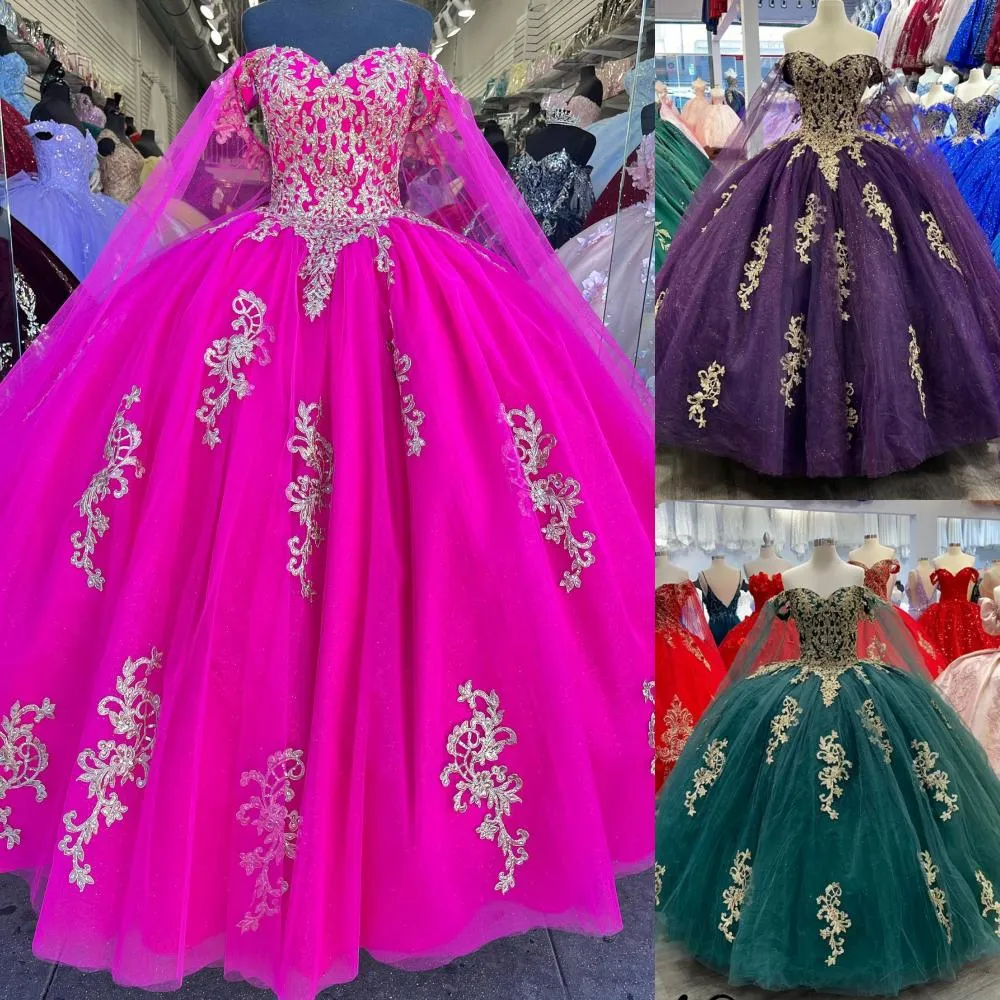 Quinceanera Jurken: Fuchsia Prom Jurk Met Glitter Tule Cape, Charro  Mexicaanse Stijljurk Voor Zoete 15/16 Verjaardag, Winter Formal Gala Van  110,81 € | DHgate, image size:1000x1000