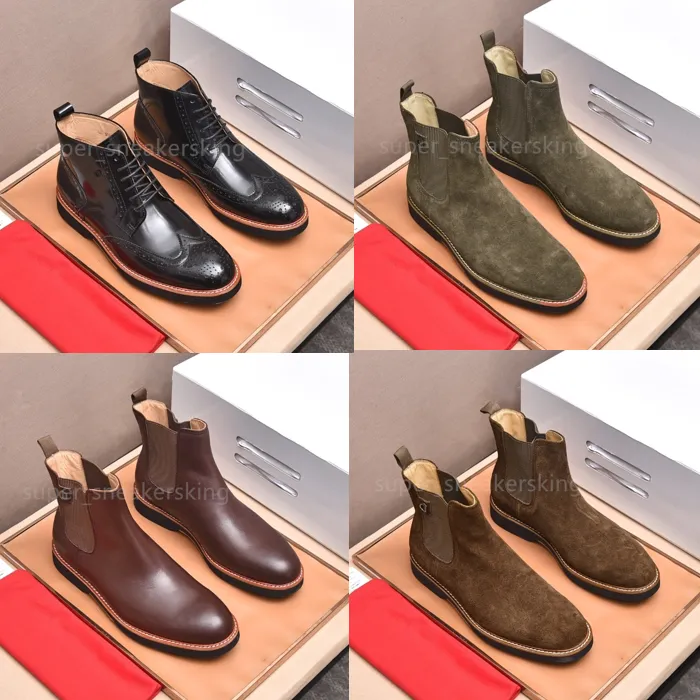 Men s Chelsea Boots Durable Leather Outdoor Ankle Boots with Logo Platform Shoes for Men