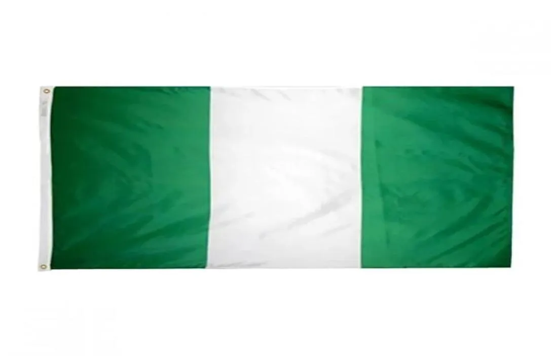 Nigeria Flag 3x5ft 150x90cm drukarnia Poliester National Flag Flag Zespół Sports Outdoor z 2 mosiężnymi przelotkami6917711