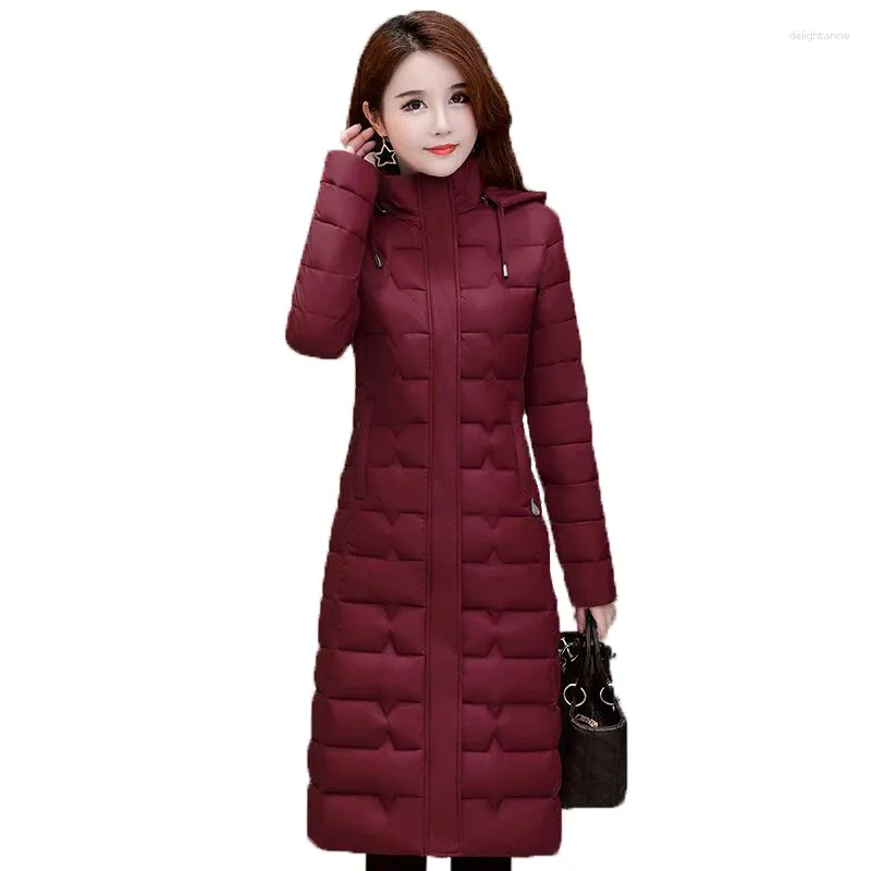 Doudoune femme mince longue épaisse hiver Parka bureau Laides à capuche chaud coton manteau vêtements d'extérieur Cazadora vêtements