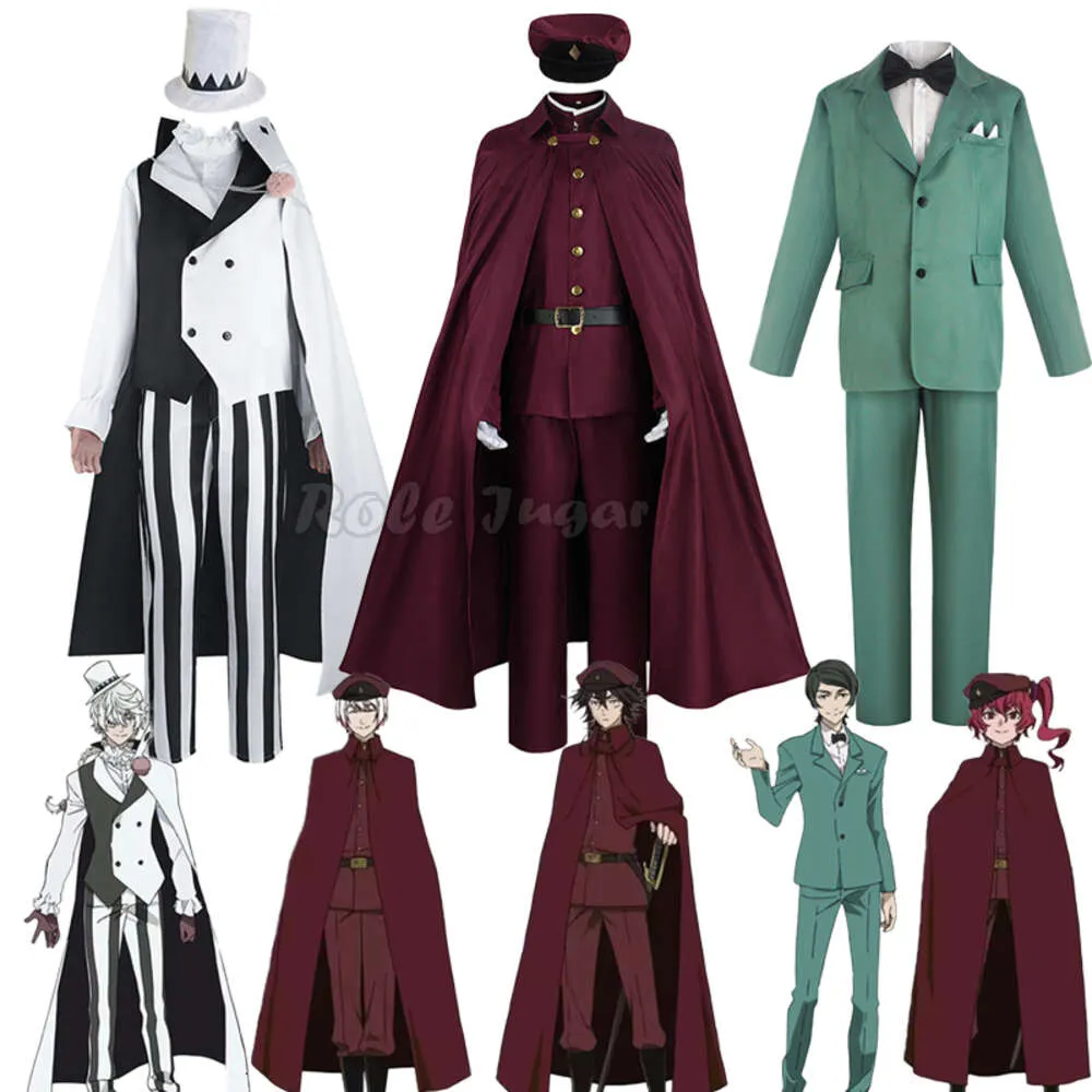 Tetchou Suehiro Cosplay Costume Wig Bungo Stray Season 4 Hunting Dogs Team Uniform Anime Nikolai Gogol Overcoat Cloak Hat