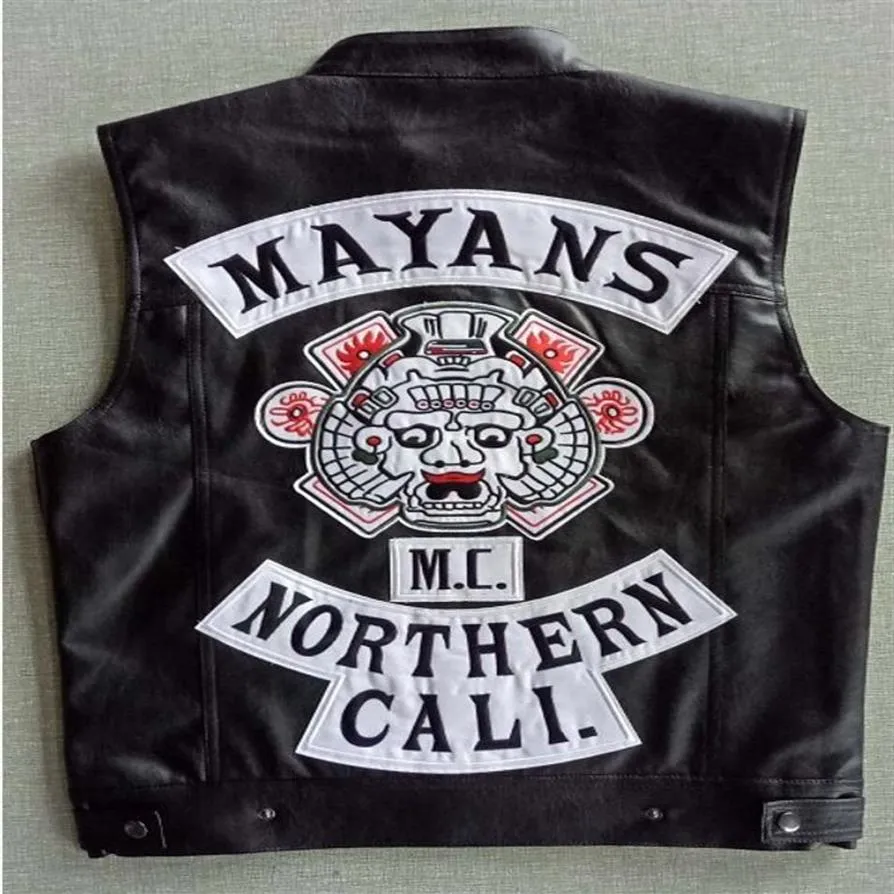 2018 Xmas Gift Mayans MC 오토바이 펑크 기관차 PU 가죽 블랙 vest264d