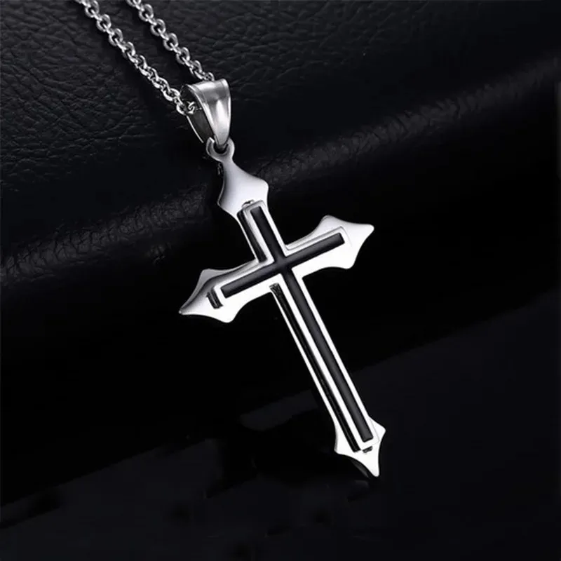 Kreuz Anhänger Halsketten Damen Herren Edelstahl Jesus Christus Schmuck für den Hals Mode Weihnachten Valentinstag Geschenke für Freundin Großhandel