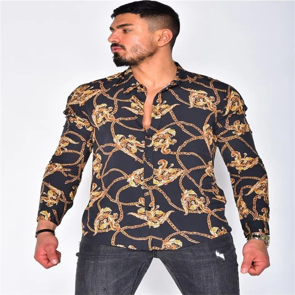 Boêmio masculino digital impresso camisa superior blusa cardigan casual lapela manga longa camisas camicetta plus size xxxl chemisier237c