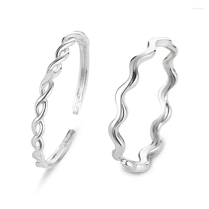 Cluster Rings 2 Pcs / Set White Twist Wave Light Copper For Women And Men Jewely Accessories Adjustable Trend Minimalist