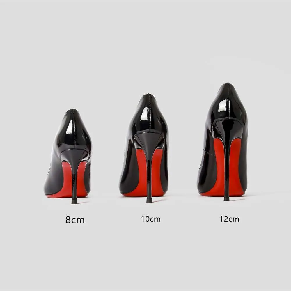Luxury Designer Red Bottoms High Heels Sexy Pointed Toe Black Patent Leather Ultra Fine Heel Comfortable Spring Summer 2022