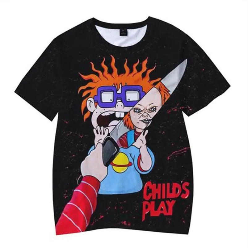 Kinderspel Chucky 3D Print T-shirt Mannen Vrouwen Zomer Mode Casual Hip Hop T-shirt Horror Film Harajuku Streetwear grappig T1937