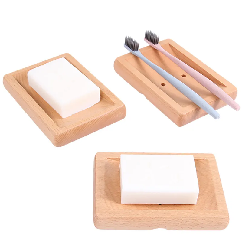 Natural Wooden Soap Dishes Tray Holder Storage Racks Plate Box Container Bath Shower Bathroom Accessories Supplies