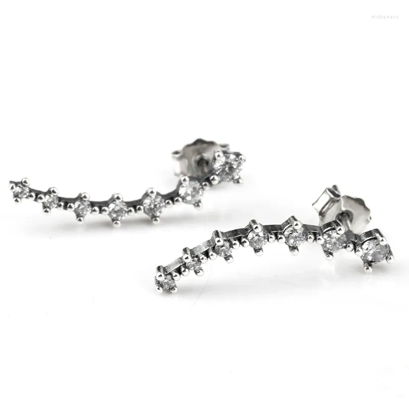 Boucles d'oreilles élégantes en argent Sterling 925 avec zircone cubique transparente et brillante pour femmes, bijoux de mariage à la mode