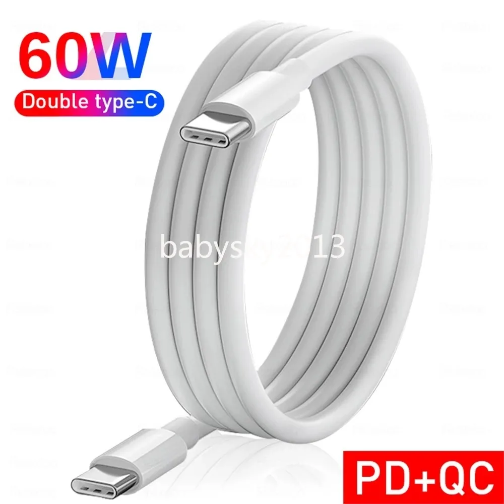 12W 60W Szybkie szybkie kable ładowania Typ C USB-C Kabel PD 1M 2M linia przewodu dla Samsung S8 S1 S10 S20 Uwaga 20 HTC B1
