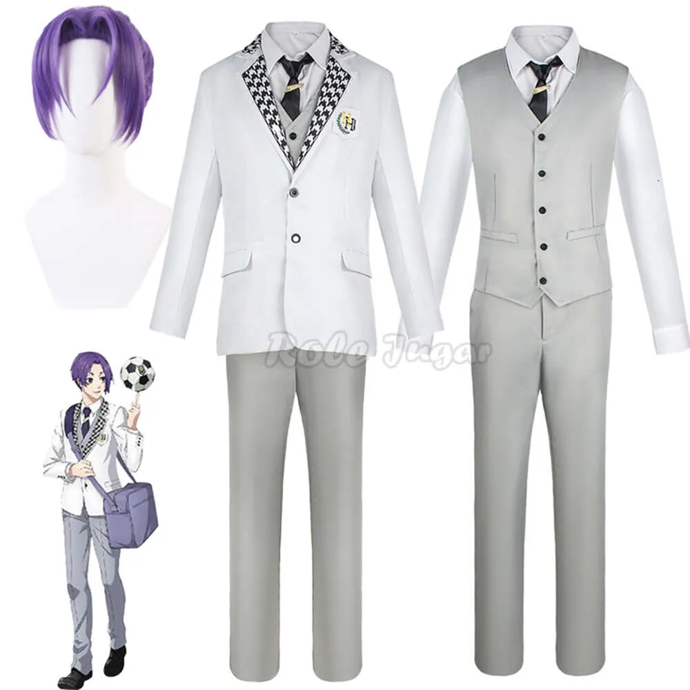 Anime bleu serrure Reo Mikage Cosplay adulte hommes chemise pantalon manteaux costumes blanc DK école uniforme perruques Halloween Costume nouveau