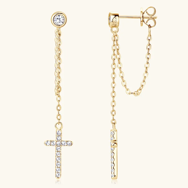 Bling Women Hoops örhängen passerade testaren S925 Silver Mossanite Diamond Cross Earrings Hoops Studs Trevlig gåva till vän