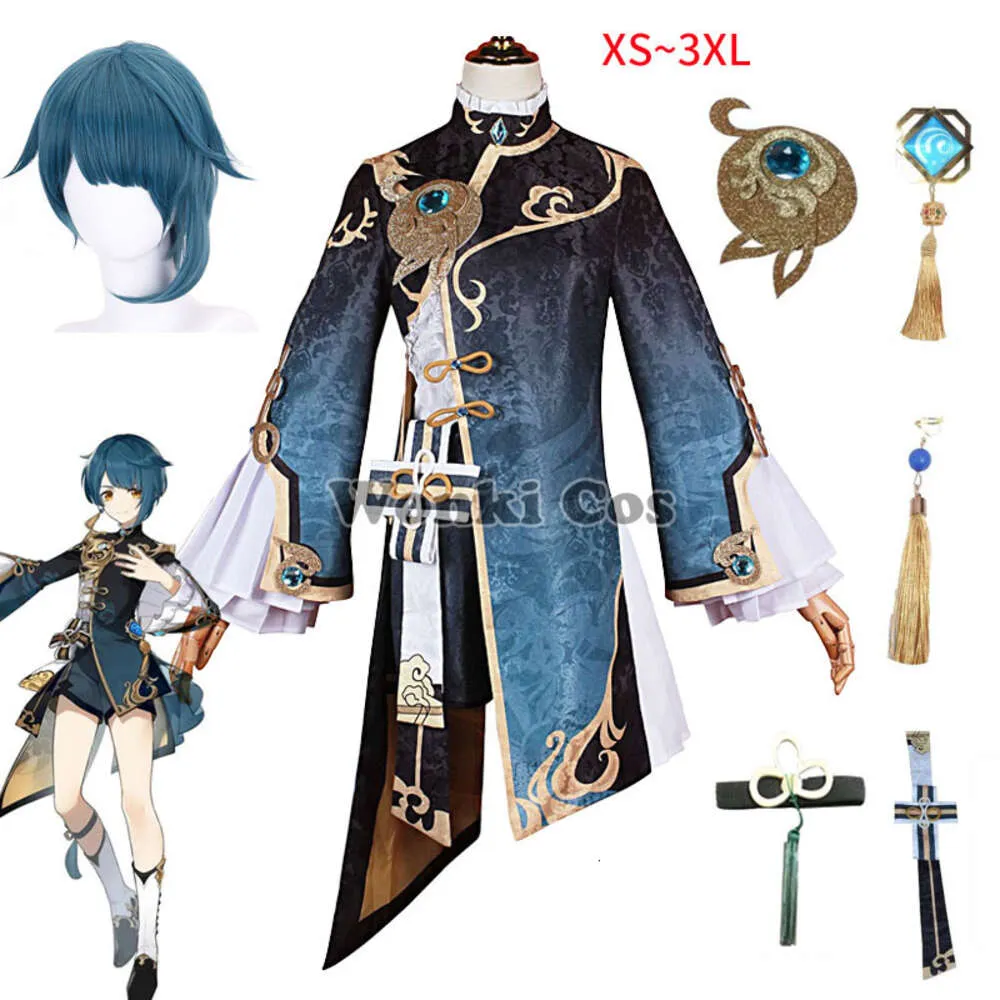 Game Xingqiu Xing Qiu Pruik Outfit Oorbellen Halloween Kostuum Genshin Impact Cosplay