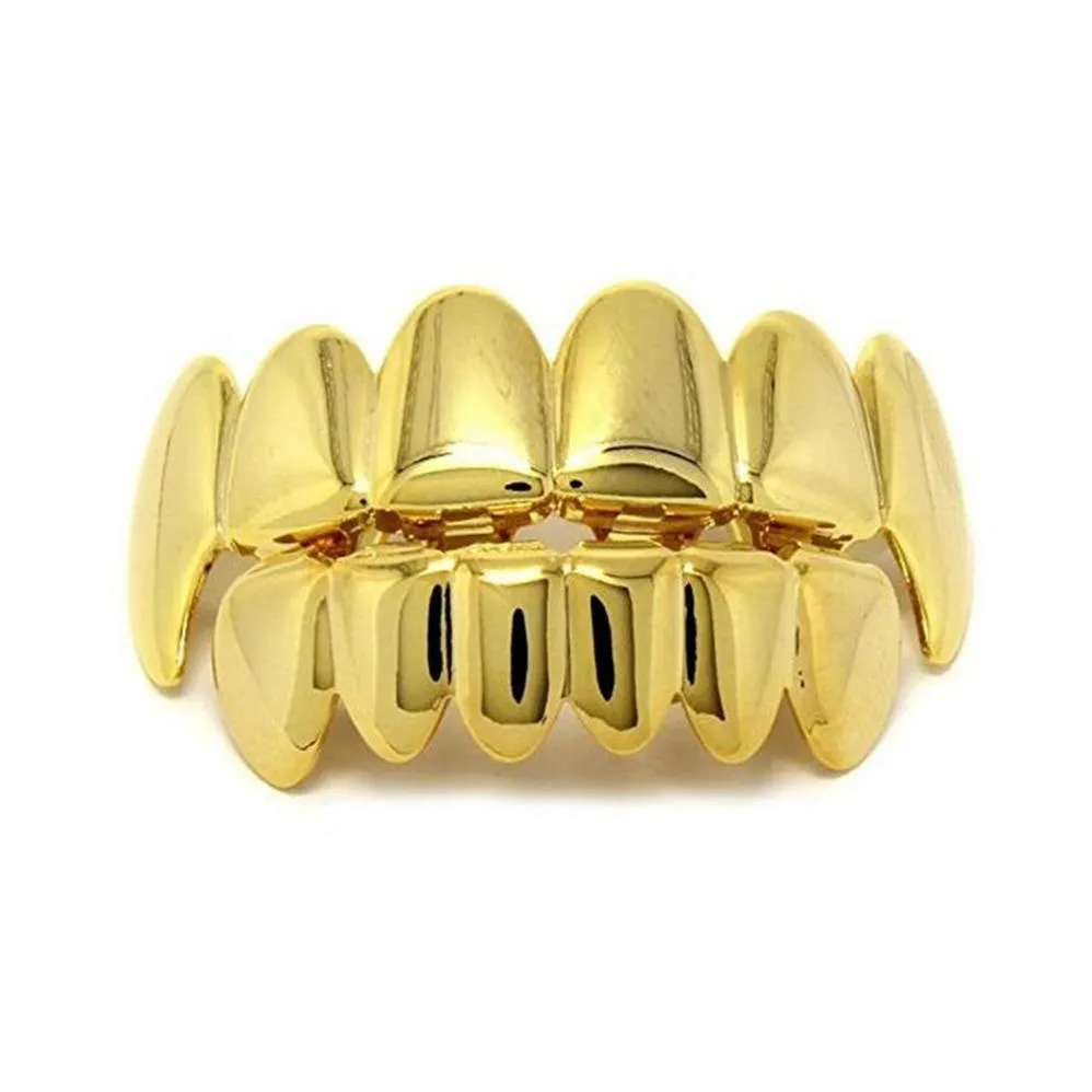 Hip Hop Persoonlijkheid Fangs Tanden Goud Zilver Rose Gouden Tanden Grillz Goud Valse Tanden Sets Vampier Grills Voor Vrouwen Mannen Tandheelkundige Grill2314