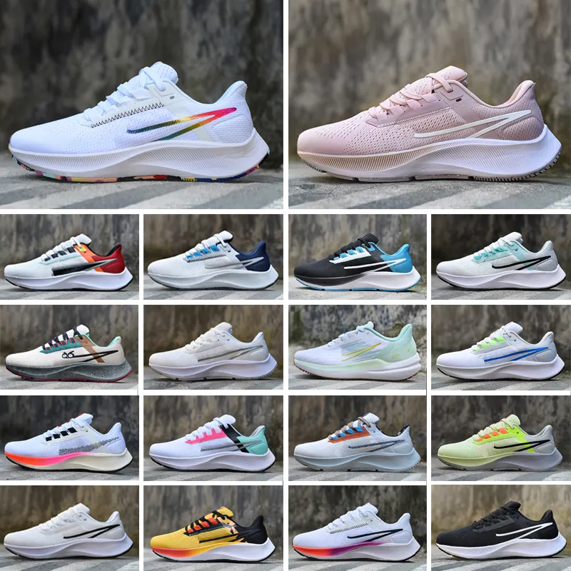 Chaussures de course Zoom Pegasus 38 Marathon Blanc Noir Loup Gris Hot Punch Be True Indigo Voile Crème Légère Aqua Particule Rose Hommes Femmes Baskets