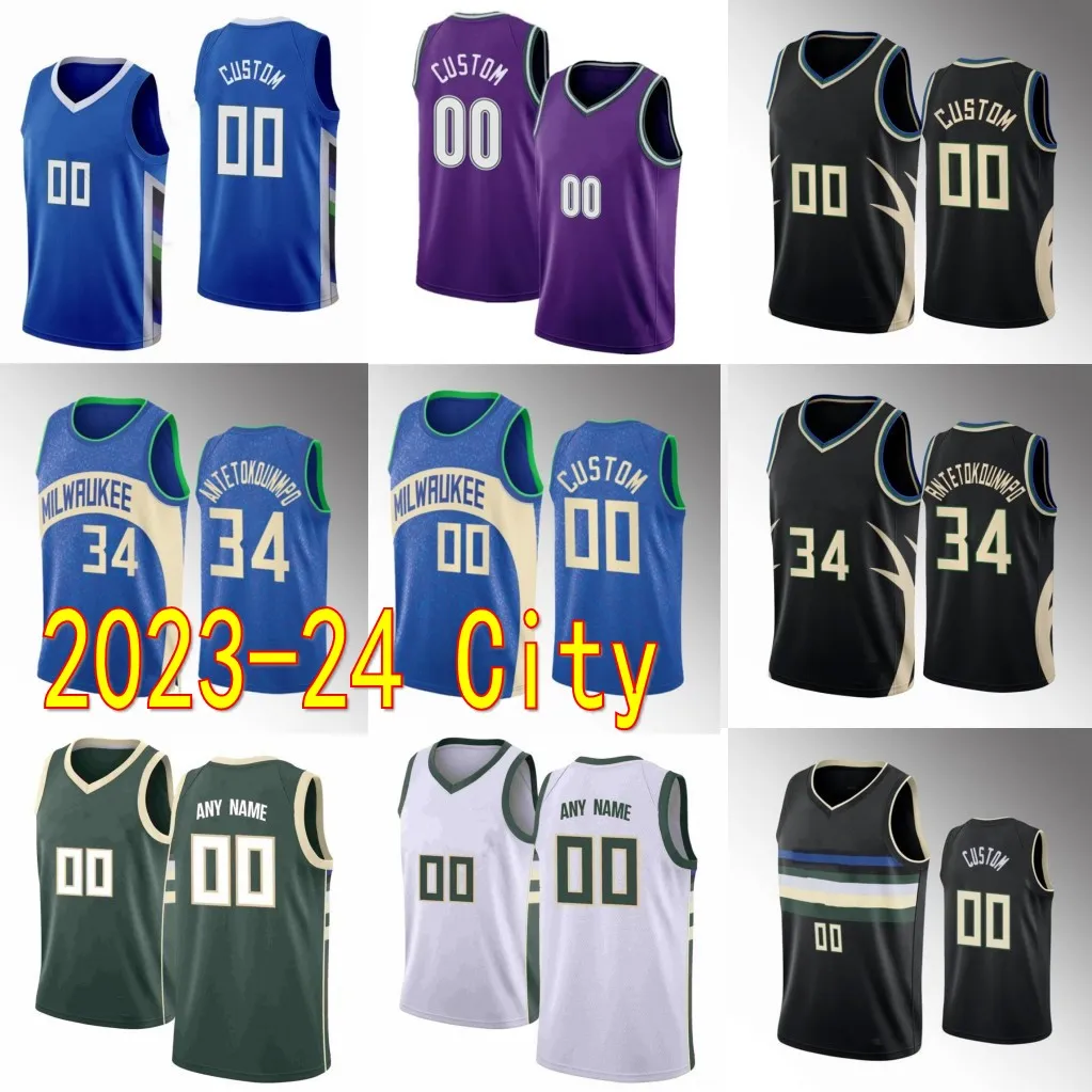 Maillot de basket-ball City 2023/24 Damian 0 Lillard Giannis 34 Antetokounmpo Khris 22 Middleton Pat 24 Connaughton Brook 11 Lopez Bobby 9 Portis Jr Jae 99 Crowder