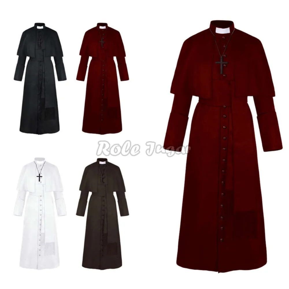 S-3XL Medieval Vintage Monk Cloak Cosplay Renaissance Witch Wizard Hooded Cape Robe Men Women Halloween Pastor Costumes