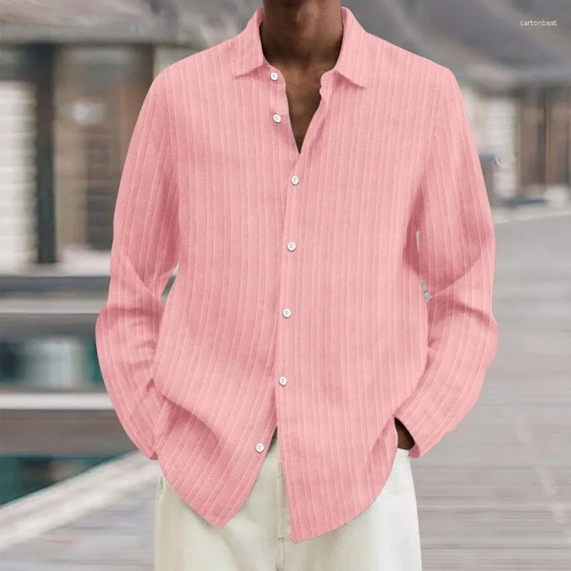 Camicie casual da uomo Camicia classica con stampa a righe vintage da uomo Autunno manica lunga colletto a petto Cardigan allentato moda Uomo Streetwear
