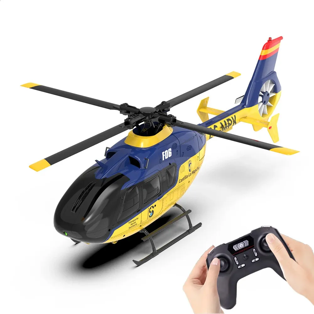 Electricrc Aircraft Yxznrc F06 EC135 RC helikopter 24G 6CH 6 Oś Byro Model 1 36 Scale RTF Direct Drive Bezszczotek Bezszczotek Flybarless 231030