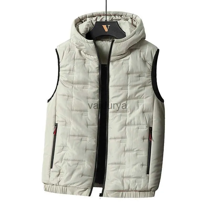 Westen Frühling Herbst Herren Winddicht Ärmellos Freizeitmäntel Herren Solide Steppweste Herrenweste Mit Kapuze Große Größe 8XL_voghion.com