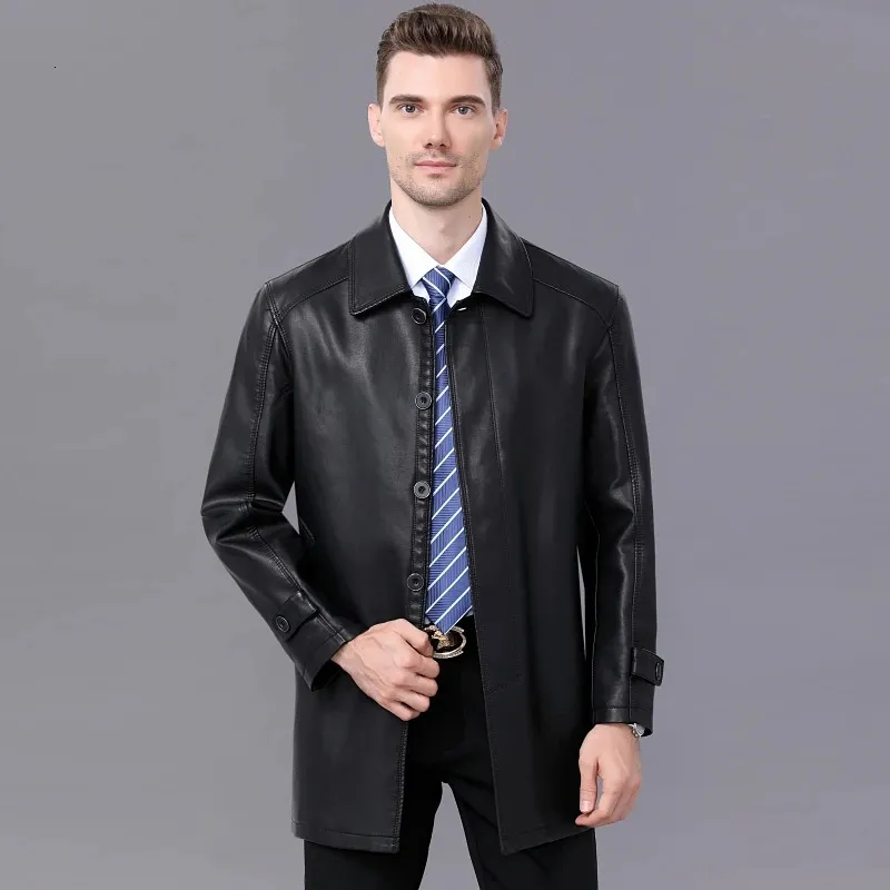 Hommes en cuir Faux véritable peau de mouton Trench manteau mâle véritable veste hommes printemps automne haute qualité vêtements décontractés Xhl336 231031