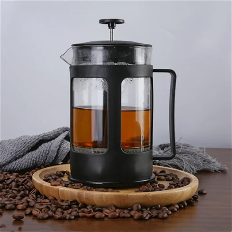350 ml 600 ml 800 ml 1000 ml kaffebryggare franska pressfilter te brygger kaffeser ut te -glas potten kaffe makare hand stanspanna