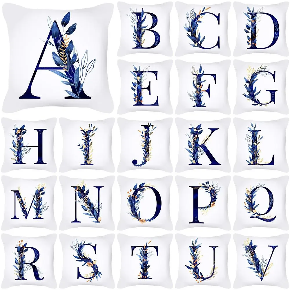 Alfabeto decorativo fronha abc carta flores almofada 18x1 8 Polegada quadrado travesseiro capas para sofá cadeira de carro decoração casa