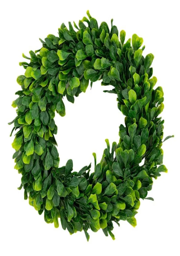 Decorative Flowers Wreaths Boxwood Wreath Greenery Garland Plastic Artificial Green Door Hanger Wedding Decoration SuppliesDecor3982625