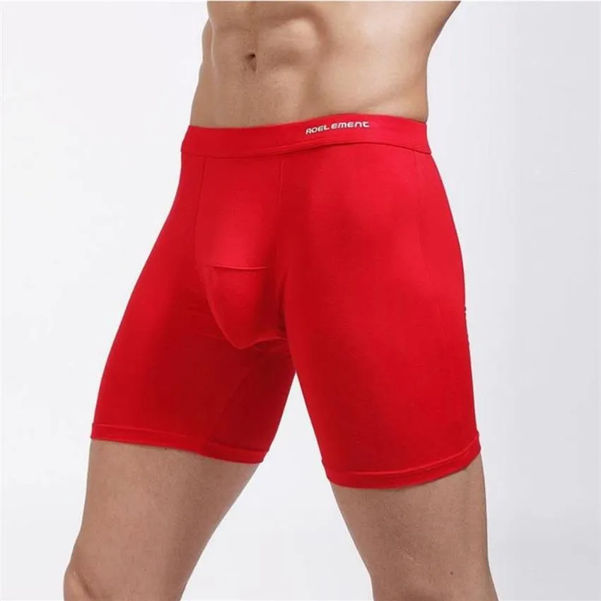 Sous-vêtements hommes sous-vêtements modaux jambe longue Boxer tronc Sport respirant poche de renflement slips hommes vêtements de nuit Shorts bas mode Linge262R