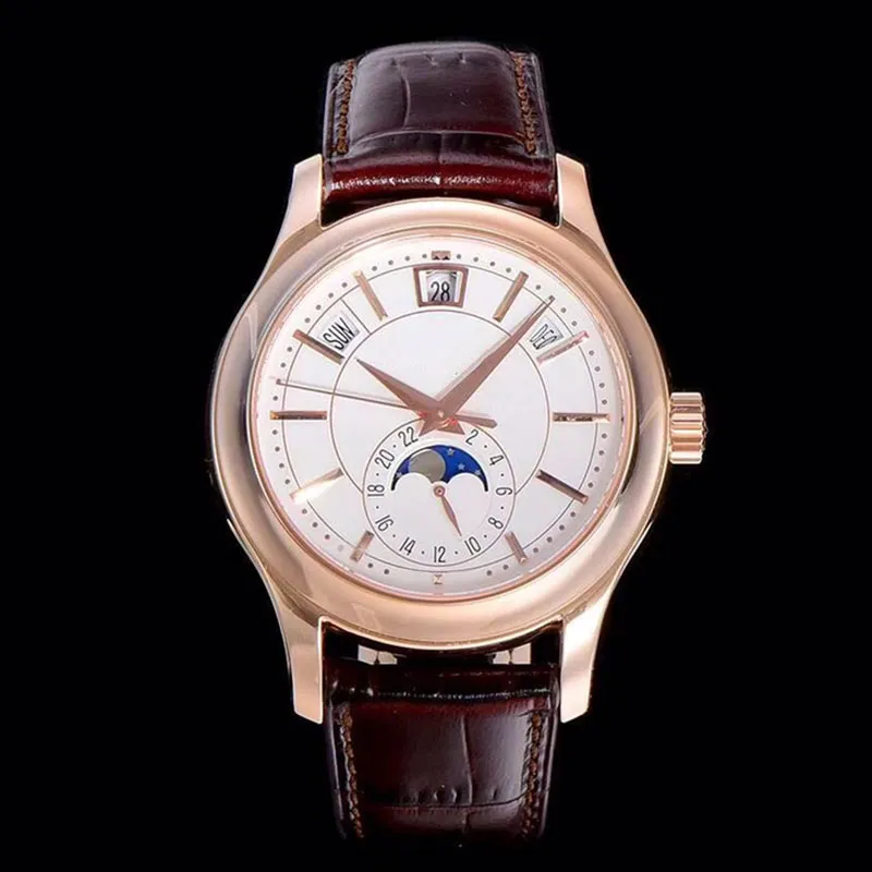 Męskie zegarek 324S Automatyczny samodzielny ruch mechaniczny Top 40 mm Sapphire Funkcja czasu zegarki Luksusowy projektant Wodoodporne skórzane pasek