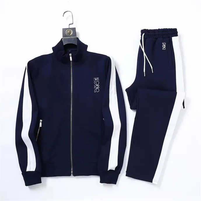 2 herrspårares designer Mens Tracksuit Luxury Men Sweatsuits Lång ärm klassisk modeficka som kör casual man kläder kläder byxor jacka två bit #136