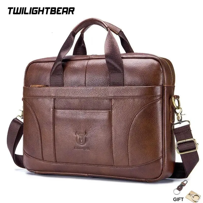 Briefcases Cowhide Mens Briefcases Cow Leather Business Handbag Large Capacity Leather Shoulder Bags Gift Leisure Laptop Bag TS048 231031 From 30 89 DHgate
