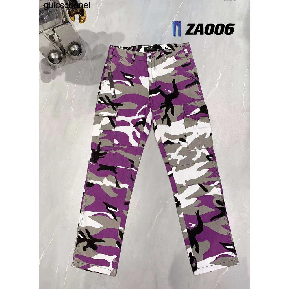 Designer 23ss mens roxo jeans empilhados zíper lavagem calças jeans retro rasgado costura motocicleta equitação legal calça fina para calças masculinas