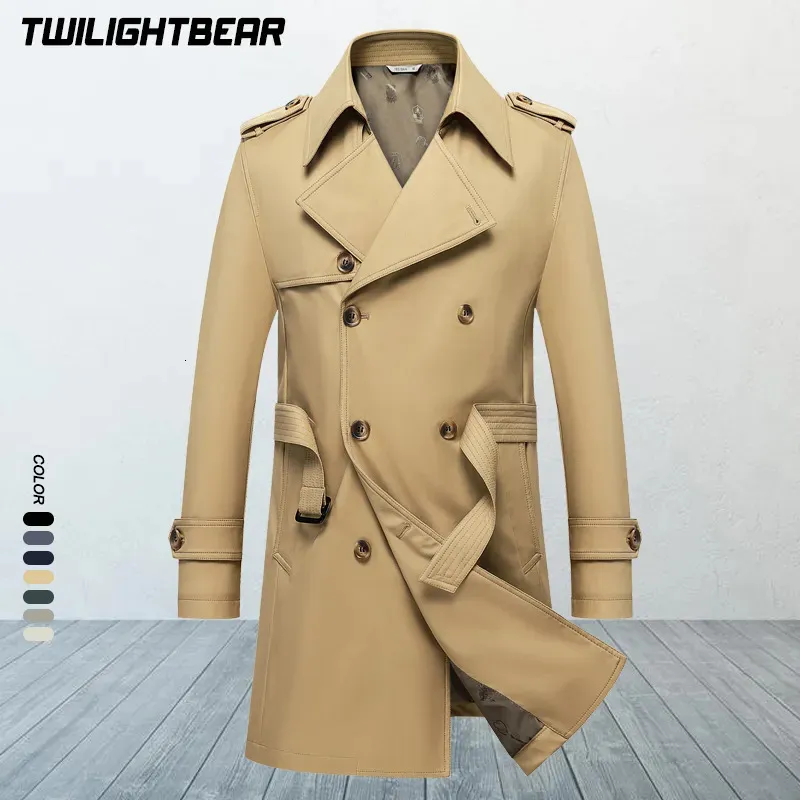 Men 'blandar Solid Classic Trench Coat Plus Size Windbreak High Quality Business Casual Wind Men Clothing M 8XL BF7987 231031