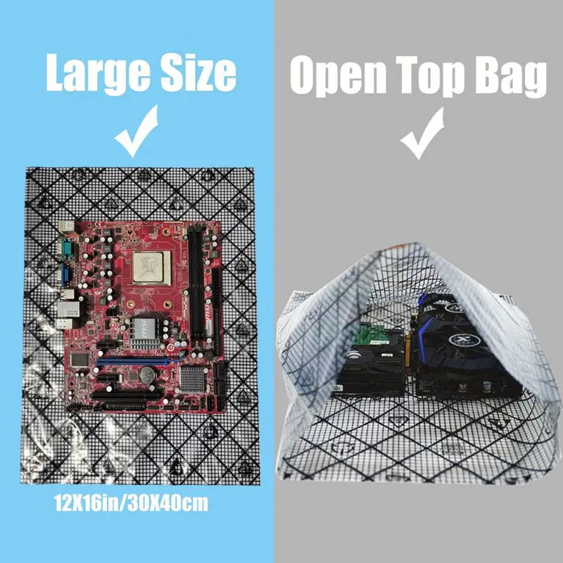 Open Top Anti Static Bag Large ESD Bags for Motherboard Video Card LCD Screen with Anti-Static Labels Wholesale LX6200