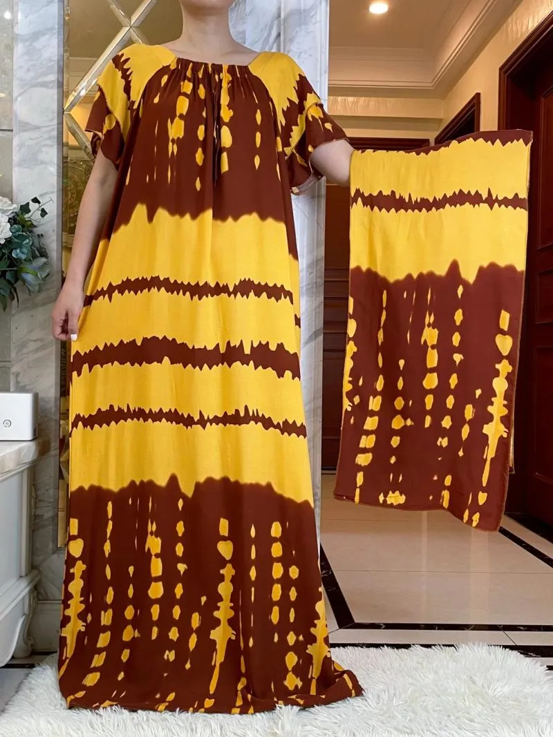 Vêtements ethniques Mode d'été Robe à manches courtes Africain Dashiki Impression florale Solide Coton Lâche Caftan Lady Maxi Robes décontractées Robes