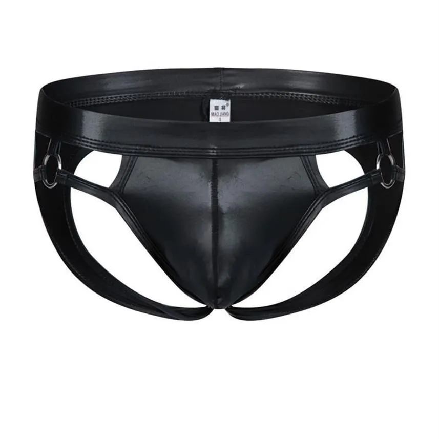 Mutande Gay Uomo Intimo Mantello in pelle Slip da uomo Bikini G-String Perizoma Sexy Erotico Pene Perizoma String Homme266R