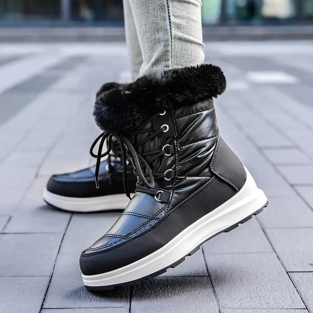 faux fur lined womens black fuzzy boots