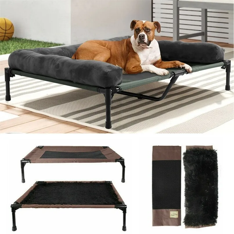 kennels pens Large Cooling Elevated Dog Bed with Bolster Raised Pet Cot Lounger Indoor Outdoor Waterproof 231031