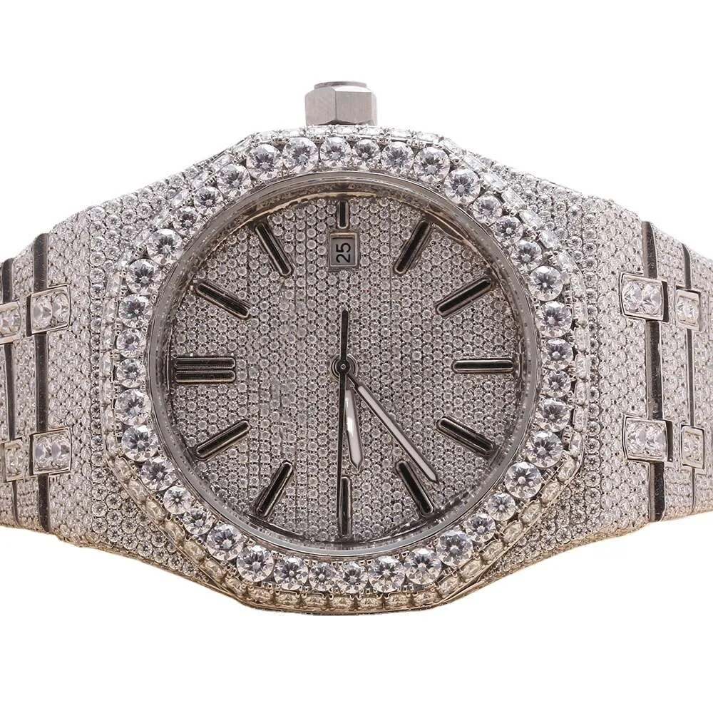 Montre-bracelet en diamant Moissanite pour hommes, flambant neuve, de haute qualité, en or glacé, originale, personnalisée, Hip Hop, CM75, arrivée 2024