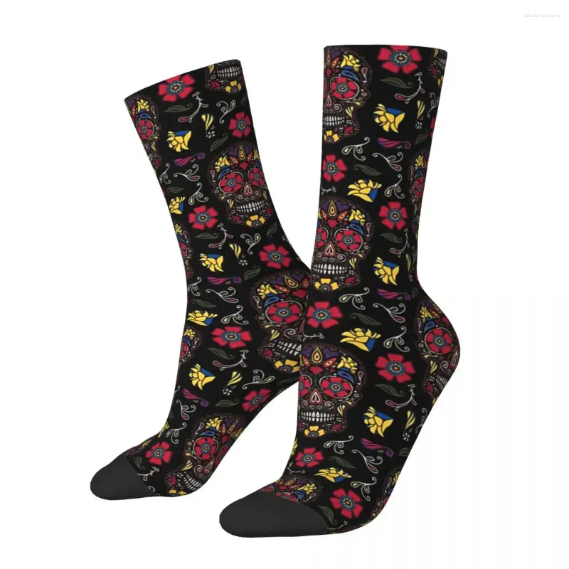 Herrstrumpor Sugar Skull Dark Day of the Dead Travel 3D Print Boy Girls Mid-Calf Sock