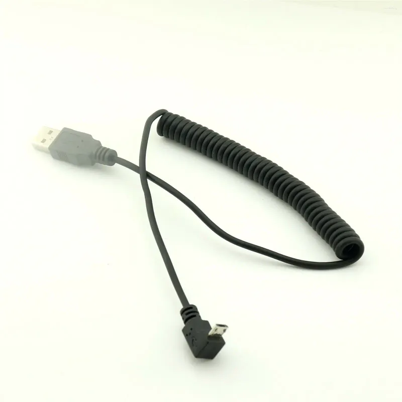 Computerkabels 10st Spiraal Opgerolde USB 2.0 A Male naar Micro 5Pin Down Hoek Adapter Kabel 5Ft