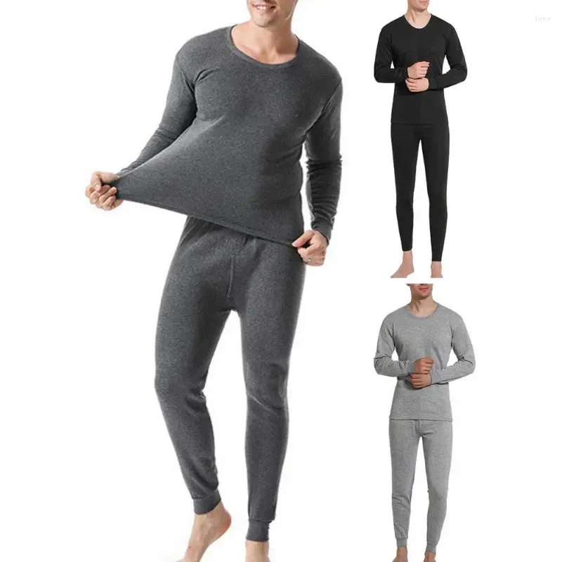 Winter Thermal Underwear Set Mens Set Round Neck Long Sleeve