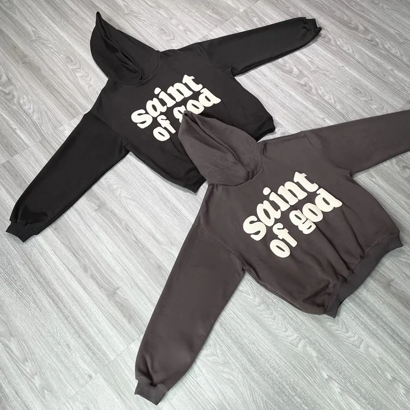 Saint Of God Puff Print Vintage Sweat à capuche homme femme confortable sweats à capuche amples surdimensionnés à capuche grande taille sweat unisexe en polaire pulls tenues de skateball