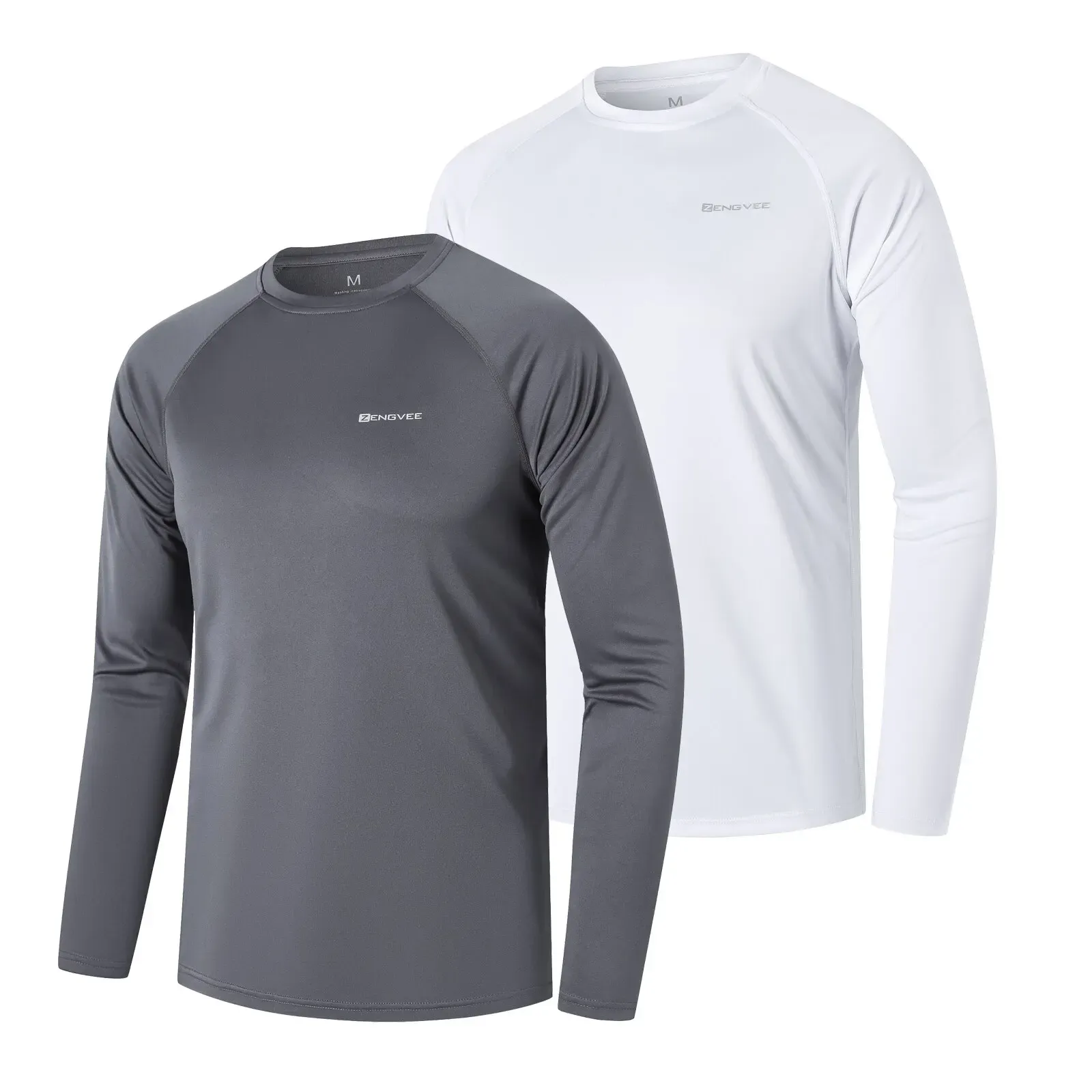 Lot de 2 hauts à manches longues pour hommes, UPF 50 +, Protection contre les éruptions cutanées, plongée, Protection UV, coupe ample, natation, séchage rapide, T-Shirt de sport de surf