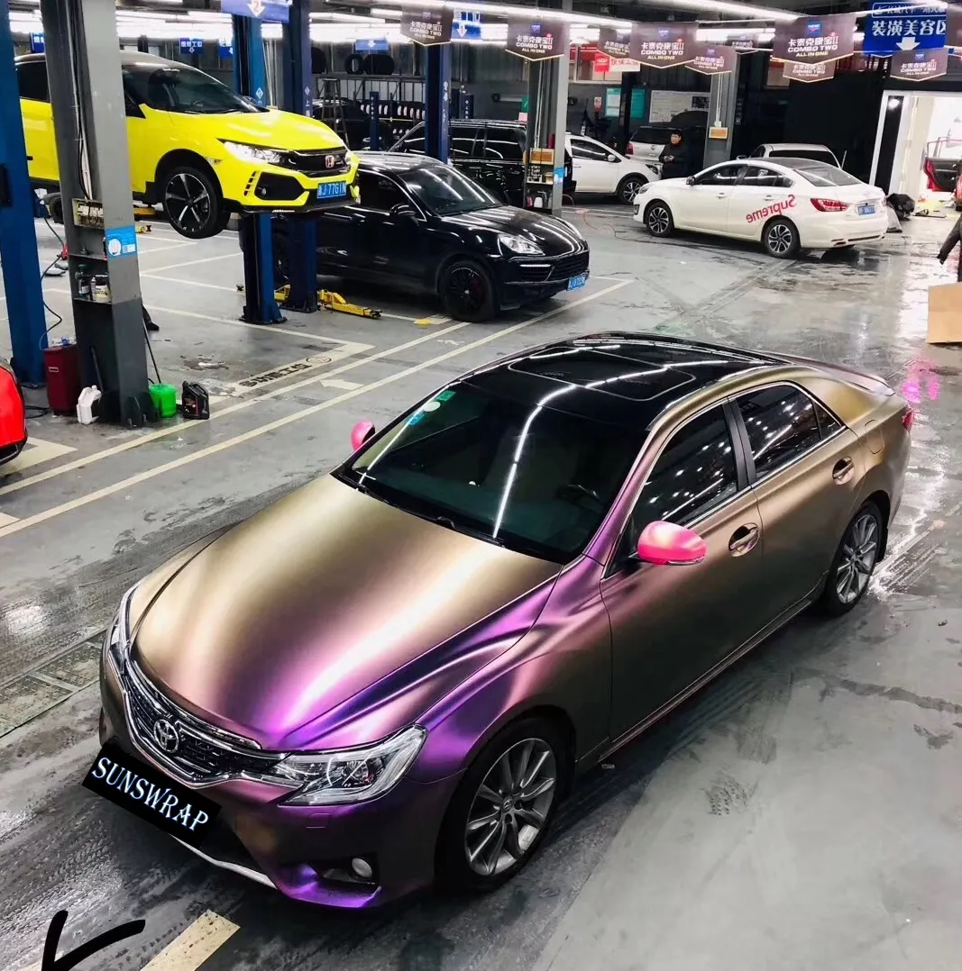 Roxo para ouro carro camaleão filme de embrulho camaleão adesivos de carro automóveis motocicleta estilo do carro decaração 1.52x1 8m/rolo