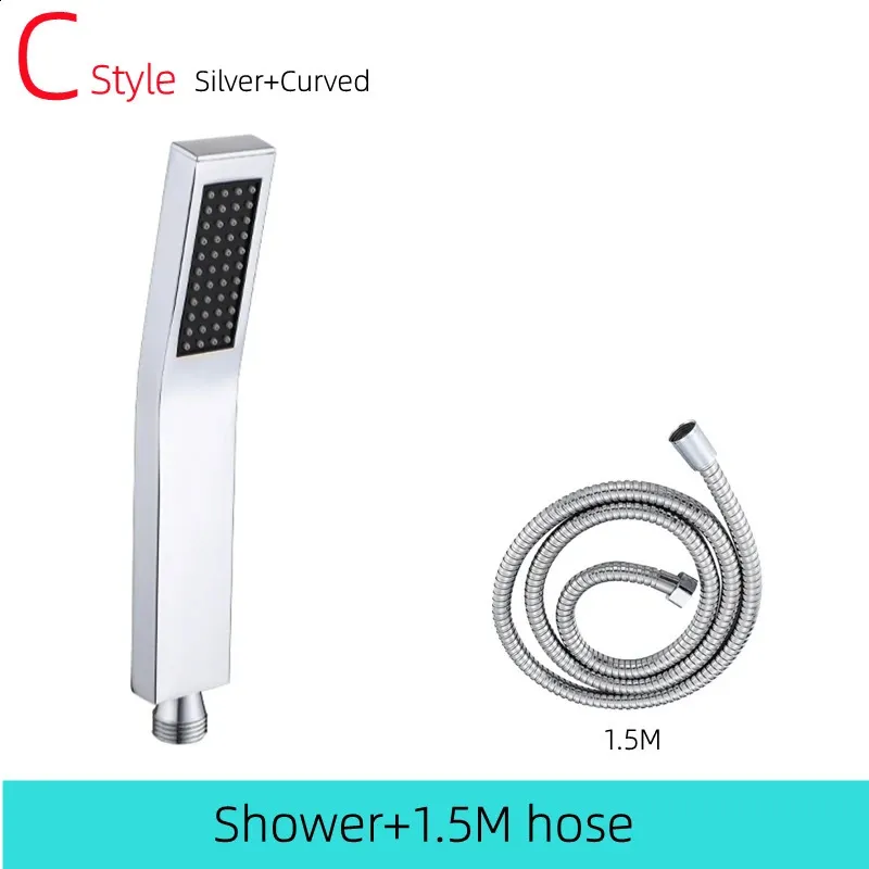 Square Chrome Shower Head – Single Function – 1.5m Stainless Hose – Modern ABS – SM002